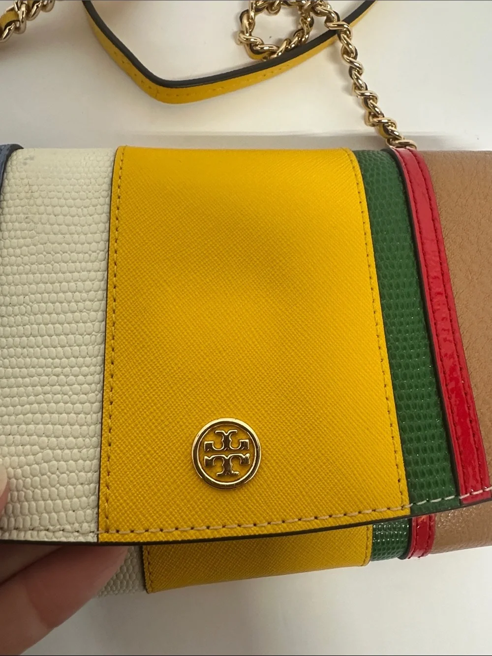 Tory Burch Robinson Ballon Stripe Convertible Shoulder Bag MSRP 498